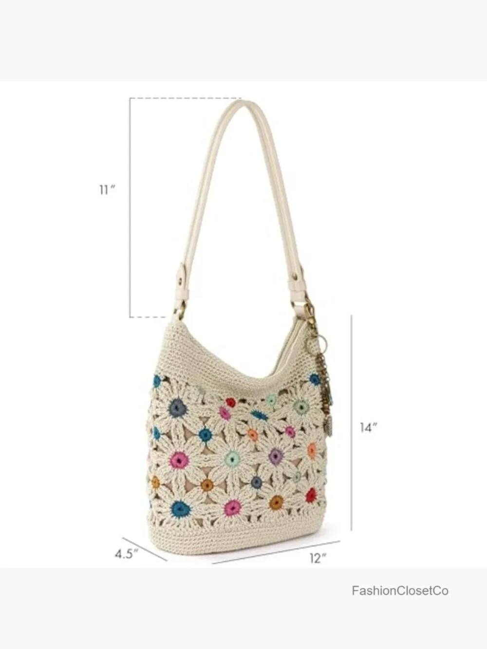 Hand Crochet Large Hobo Bag with Zipper Pocket - Durable Travel Handbag